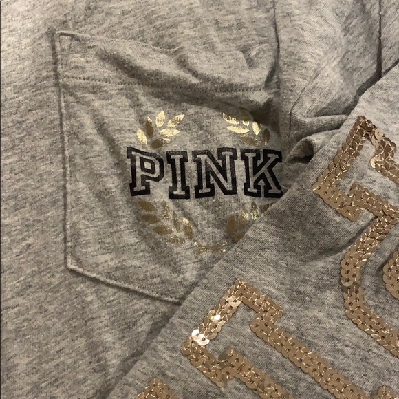 VSPINK long sleeve T-shirt w gold + black sequence - Picture 5 of 6